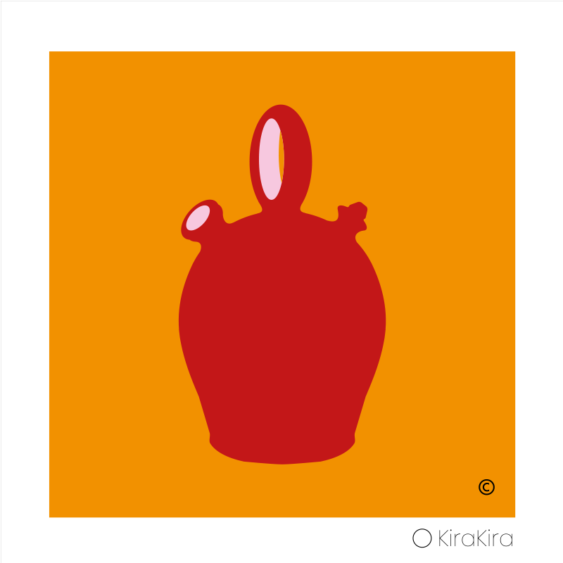 Botijo fondo naranja.