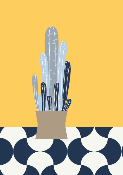 Cactus sobre baldosas.