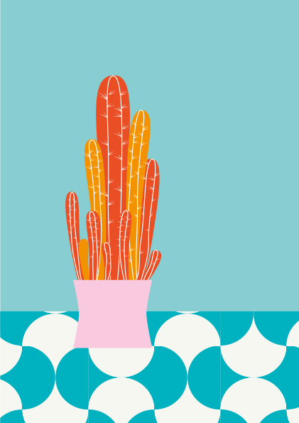 Cactus sobre baldosas.