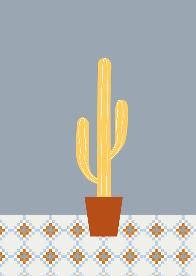 Cactus sobre baldosas valencianas.