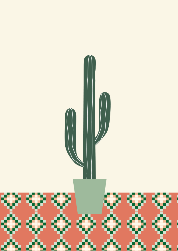 Cactus sobre baldosas valencianas.