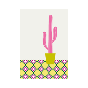 Cactus solitario rosa