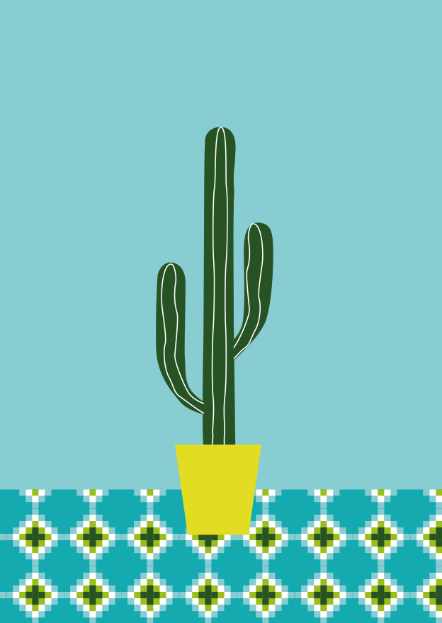 Cactus sobre baldosas valencianas.