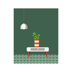 Imagen de ilustración con mesa y lámpara.