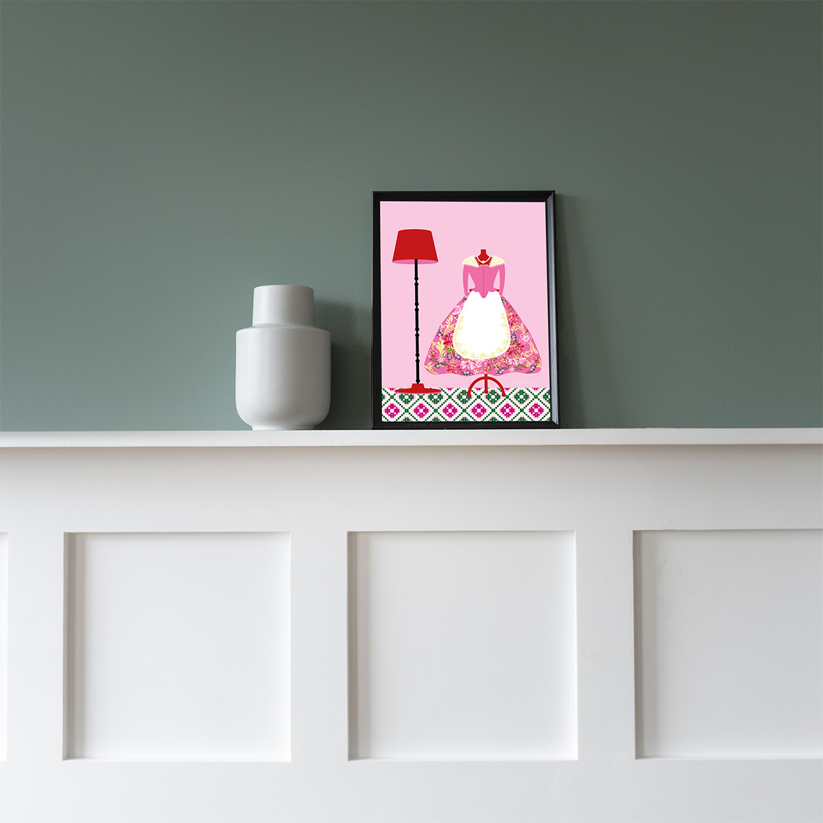 Ilustraciones decorativas. Fallera rosa.