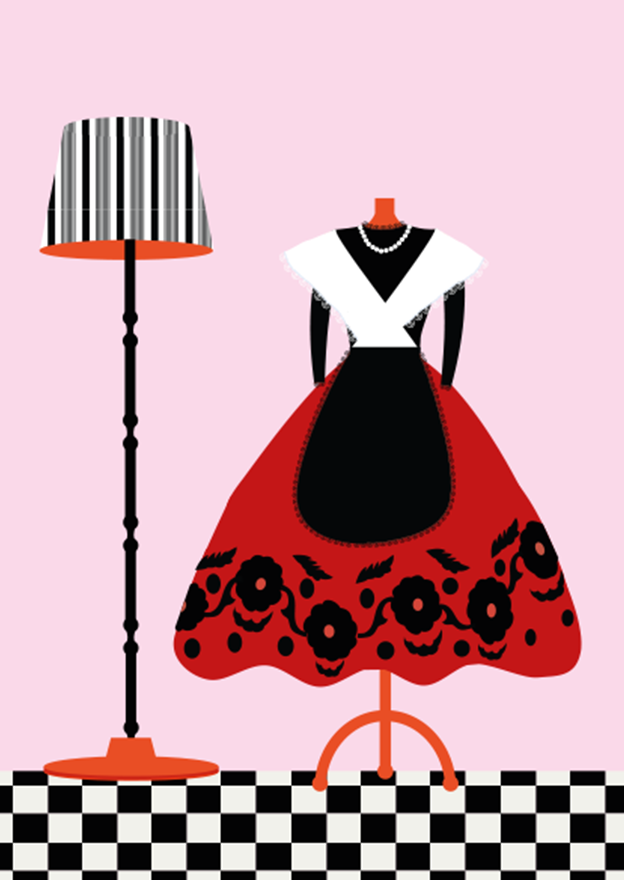 Traje serrana color rojo.