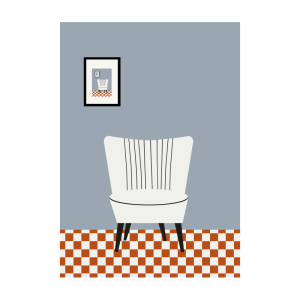 Silloncito retro con baldosas.