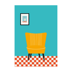 Silloncito retro con baldosas.